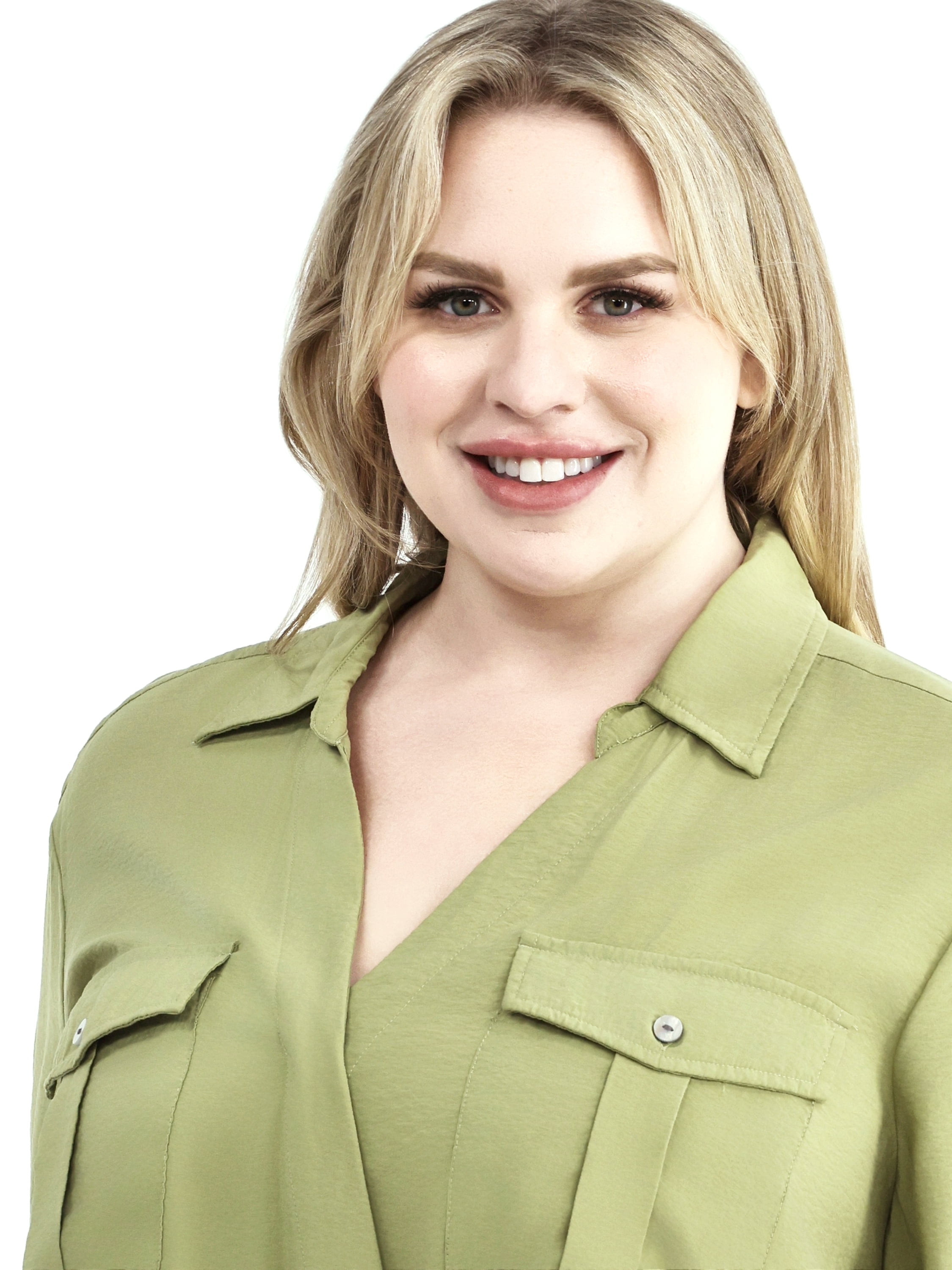 Terra & Sky Women’s Plus Size Long Sleeve Surplice top