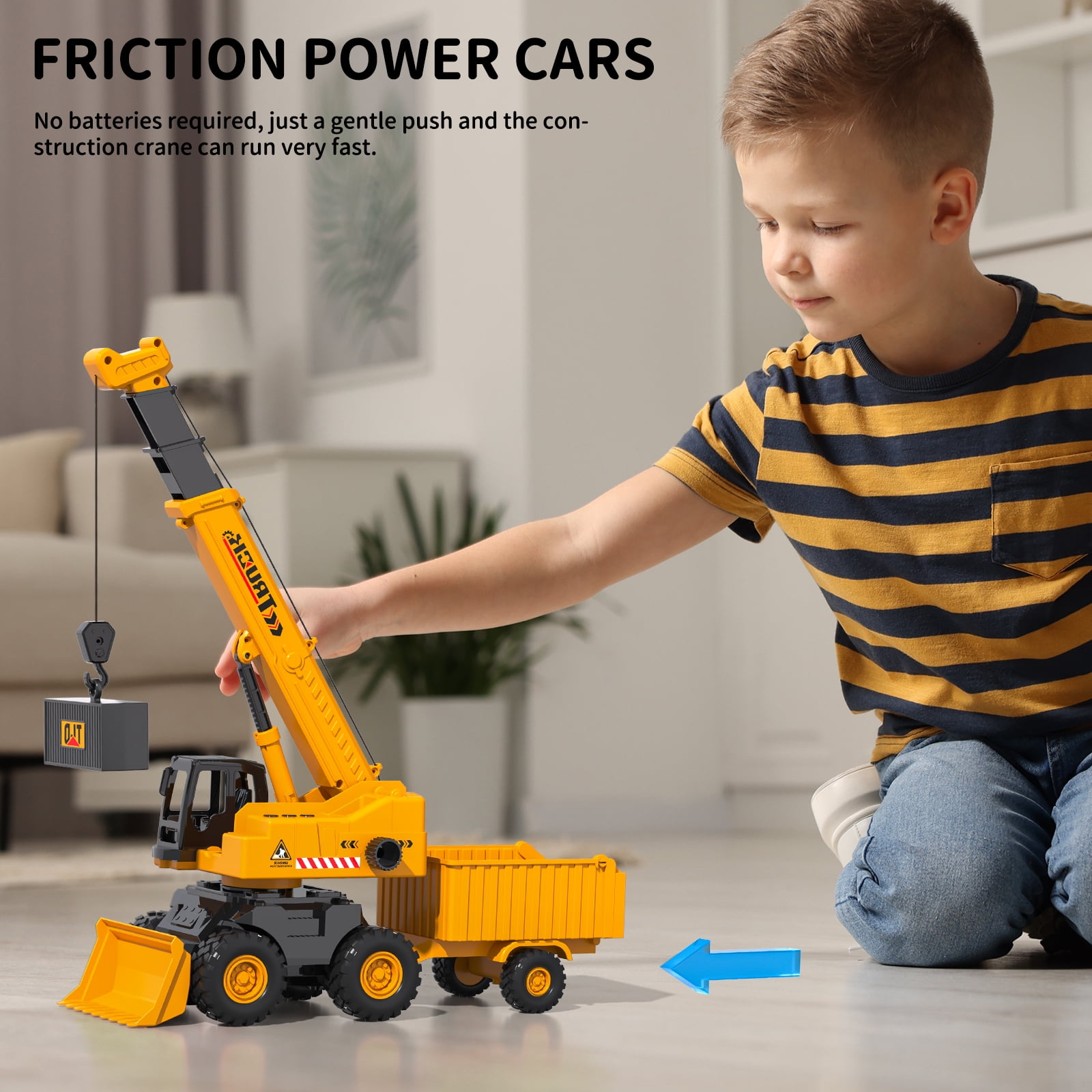 Lucky Doug Construction Car Toys for Kids Ages 3-5-8, 3 in 1 Construction Truck Play Vehicle Set- Crane, Dump truck, Bulldozer