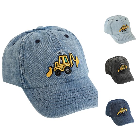 WEIGFI Toddler Boys Girls Baseball Cap Sun Hat Adjustable Snapback Excavator Embroidered Outdoor Activity Lightweight Caual Spring Autumn Daily Wear Comfort Beach Caps,Bu,2-5 Years