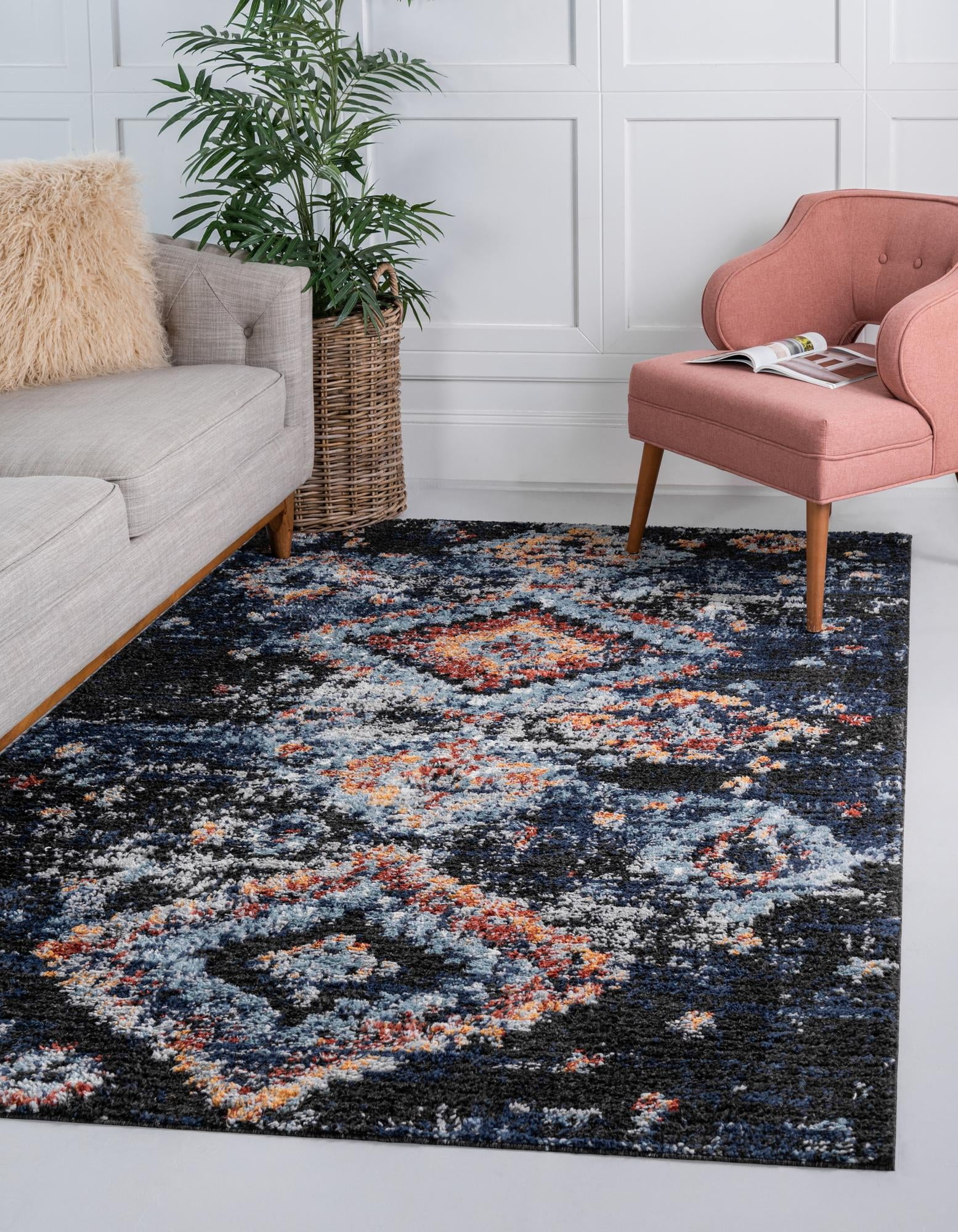Large Dining Rooms 5' x 8' Navy Blue High-Pile Rug Perfect for Living Rooms Open Floorplans Rugs.com Morocco Collection Rug