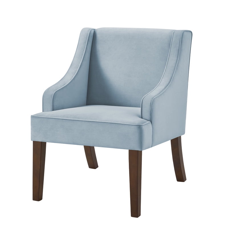 Mid Century Modern Accent Chair, Upholstered Fabric Armchair with Solid Wood Legs, Comfy Lounge Reading Chair for Living Room, Bedroom, Office, Seaglass