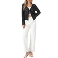 thumbnail image 2 of INSPIRE CHIC Women's Boho Crochet Cardigan Tie Front Long Sleeve Lightweight Cropped Bolero Shrug Top Black L, 2 of 6