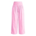 thumbnail image 4 of Cutuoiiu Women Gingham Print Smocked High Waist Wide Leg Pants with Pockets Casual Plaid Trousers Gifts, 4 of 6