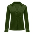 thumbnail image 5 of AXXD Green Basic Summer Tops for Women 2024 Trendy Solid Golden Velvet Long Sleeved V-neck Shirt With Pockets And Button Up Top, 5 of 6