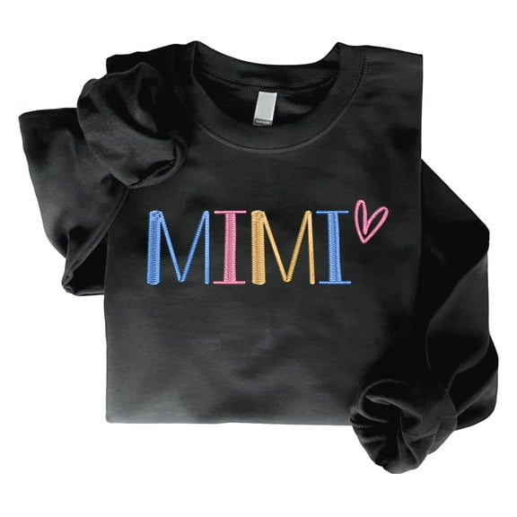 GODMERCH Embroidered Mimi Sweatshirt, Gifts Birthday Mothers Day for Mimi, Embroidery Crewneck Sweatshirts for Women