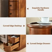 Tribesigns 2-Drawer Solid End Table, 23.6H Wood Side Tables No Assembly Required, Living Room, Home, Brown