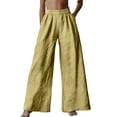 thumbnail image 2 of Yellow Womens Sweatpants Womens Cotton Casual Loose Pants Comfy Work Pants with Pockets Elastic High Waist Paper Bag Drawstring Pants Casual Pants Women, 2 of 4