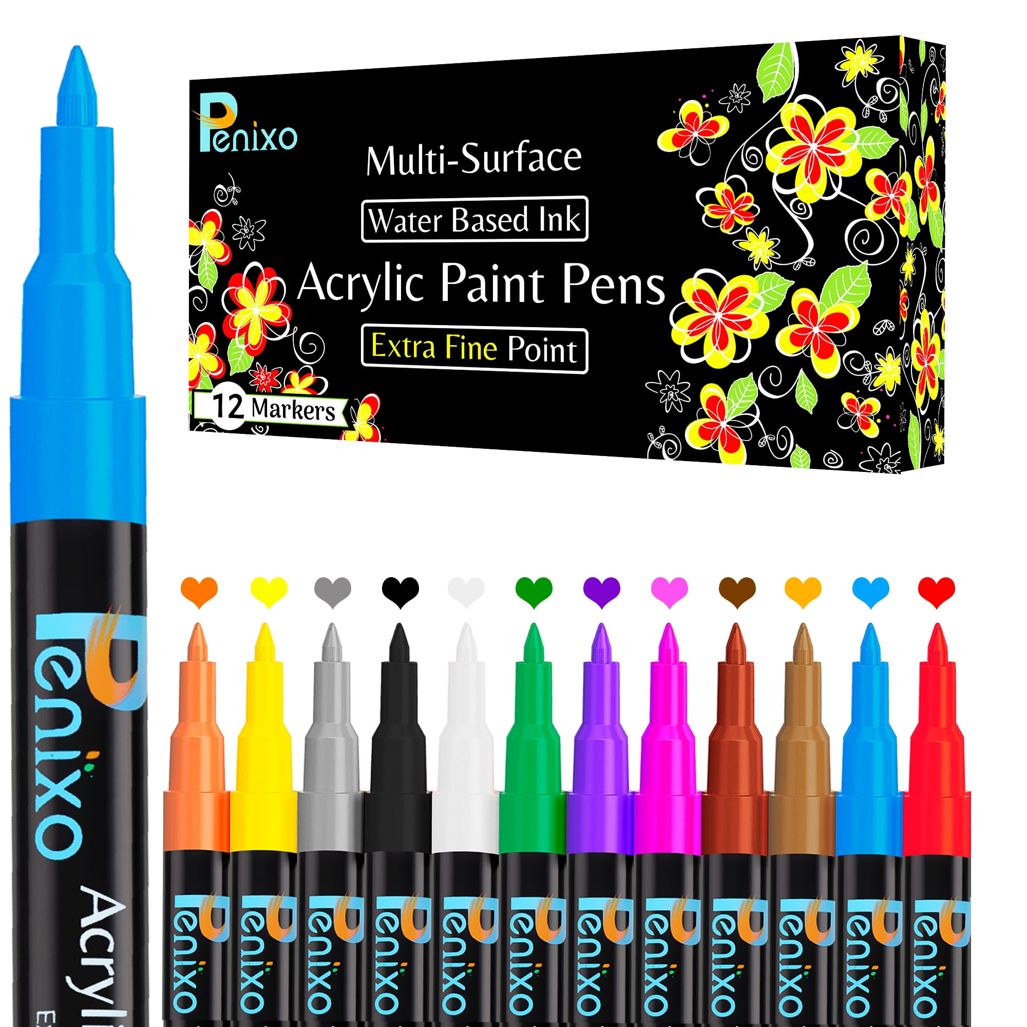 Premium Paint Pens Set of 12 Acrylic Markers Extra Fine Tip for DIY Art  Project