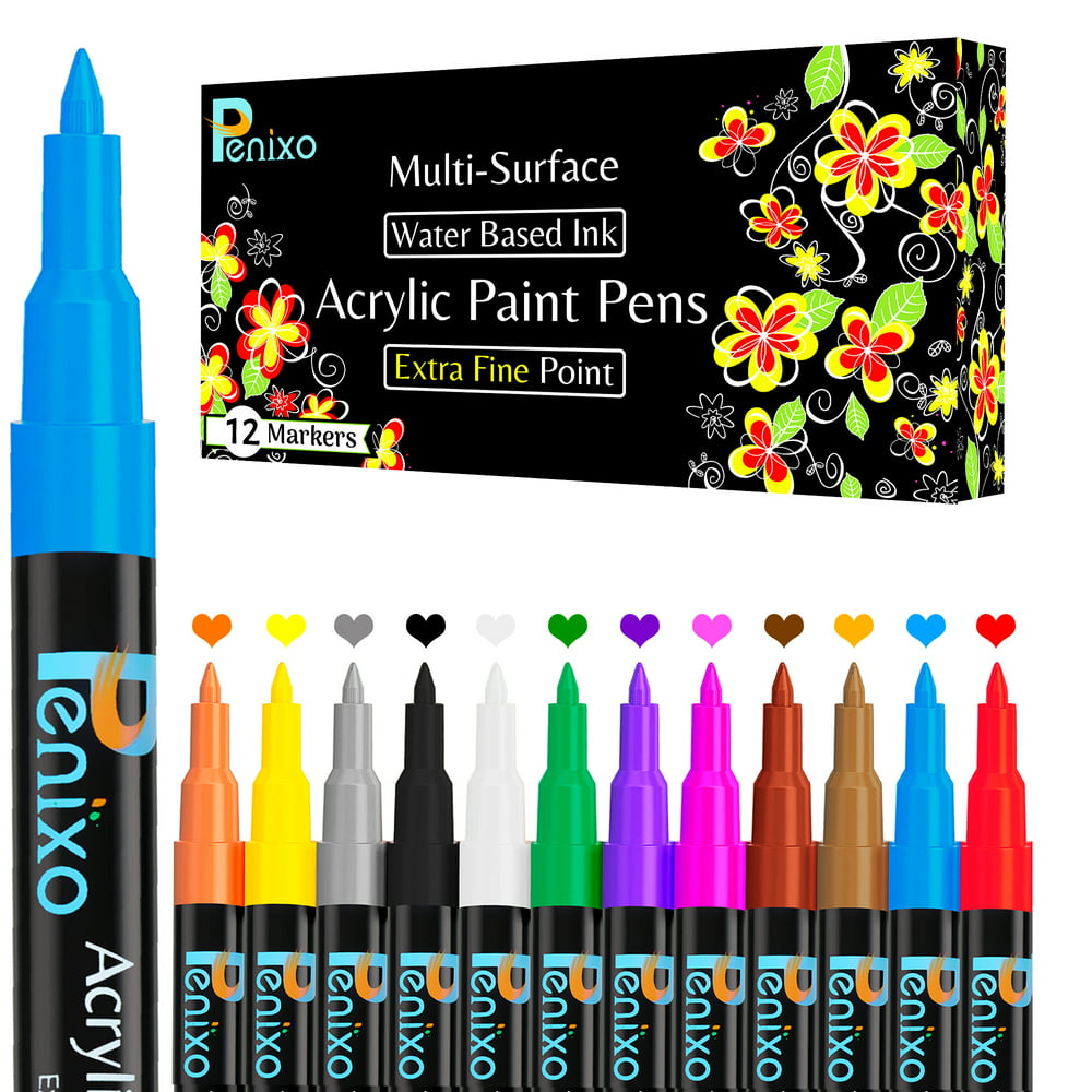 Premium Acrylic Paint Pens Set of 12 Acrylic Markers Extra Fine Tip for