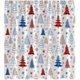 thumbnail image 2 of Christmas Tree Shower Curtain Red Blue Xmas Tree Retro Christmas Tree Snowflake Merry Christmas Pine Pattern New Year Rustic Winter Holiday Fabric Bath Curtain Set with Hook, 2 of 4