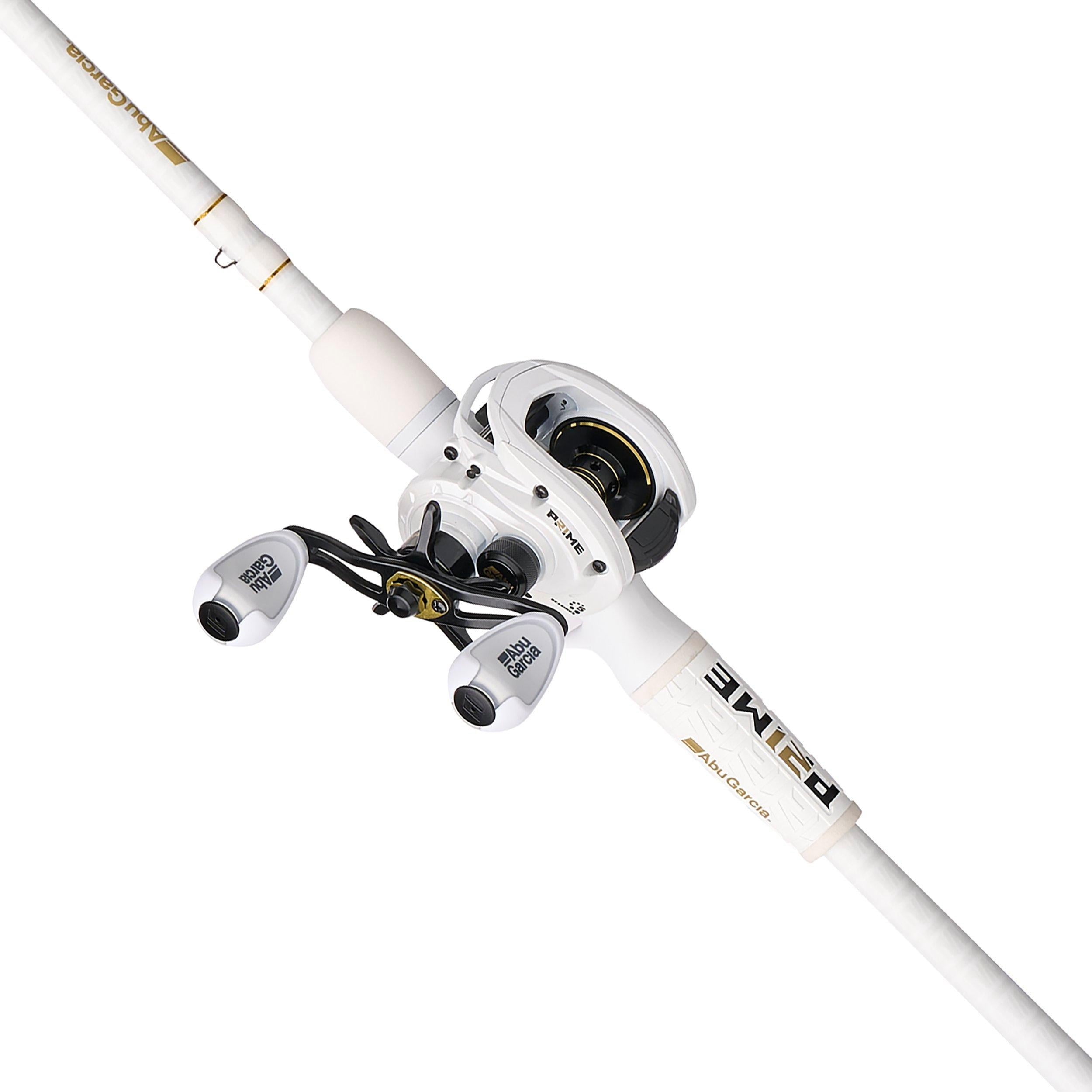 Abu Garcia Prime Baitcast Combo, 7' Medium Heavy, White, Left-Handed