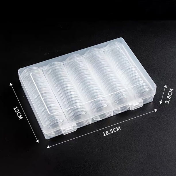 100 cápsulas para monedas de 30 mm con caja organizadora de almacenamiento para suministros de colección de monedas