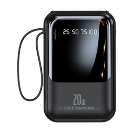Zenithome Large Screen Digital Display Portable Power Bank 5000mAh with Integrated Charging Cable and Convenient Lanyard Attachment Consumer Electronics