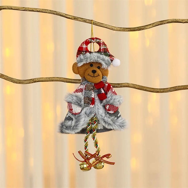 Xihbxyly Adornos Navideños para Personas Mayores, Colgantes de Campana de Papá Noel con Muñeco de Nieve Festivo, Accesorios de Tela para Árbol, Decoración Versátil para Fiestas En Casa, Ideal para Na
