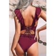 thumbnail image 2 of Women's One Piece Swimsuit Ruffled Lace Up Beach Swimwear Tummy Control Bathing Suit Swimming Costume, 2 of 5