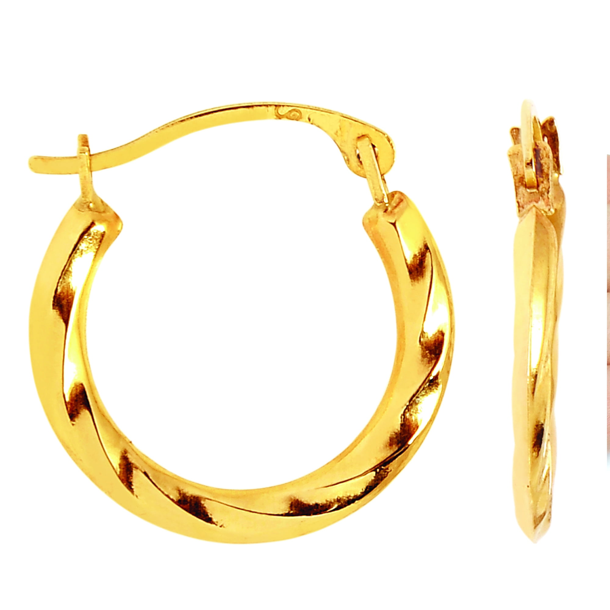 14k Yellow Gold Swirl Round Hoop Earrings, Diameter 12mm - Walmart.com
