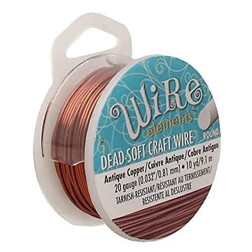 The Beadsmith Wire Elements Craft Wire - Tarnish Resistant, Soft Temper, Round, Antique Copper Color – 0.81mm, 20 Gauge, 10 Yard Spool – Jewelry Making, Wire Wrapping, Floral, & Other DIY Crafts