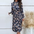 thumbnail image 2 of Vestido plisado con cinturón, vestido de manga larga con cuello vuelto y botones, vestido con cinturón, características de vanguardia, 2 of 8