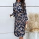 thumbnail image 1 of Vestido con estampado floral, manga larga, vestido plisado con cinturón, vestido con cuello vuelto, máxima confiabilidad, 1 of 8