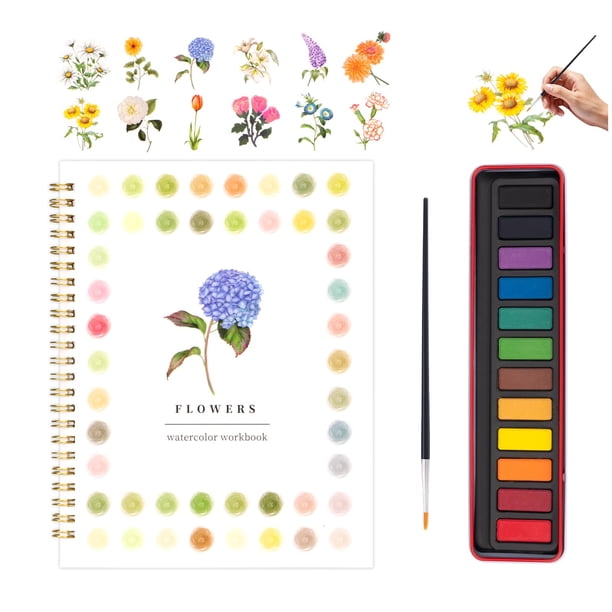 Cuaderno de Acuarela Kivzex para Adultos con Kit de Pintura y Pincel