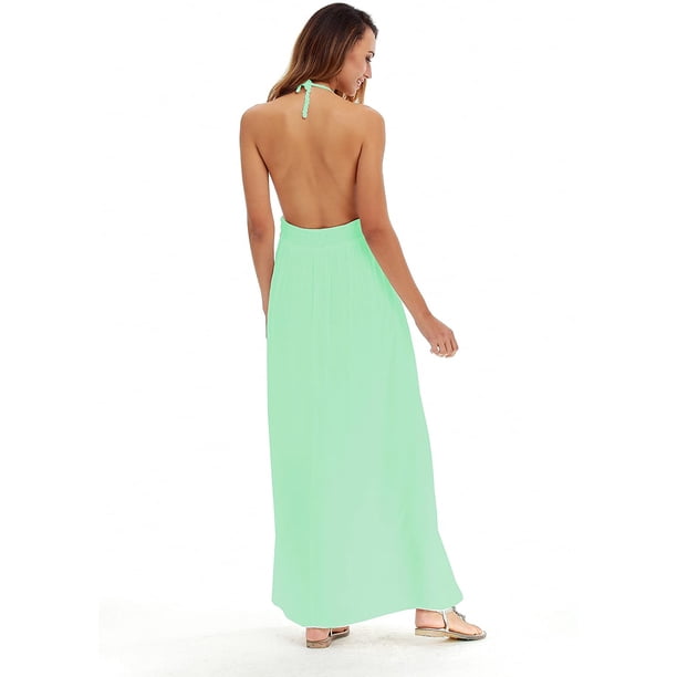 women's beach crochet backless bohemian halter maxi long dress Shop Rowan Halter Maxi Crochet Multi Dress