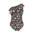 thumbnail image 4 of Yiaed Autumn Fox Owl Print Women One Piece Swimsuits Tummy Control One Shoulder Bathing Suits Pattern Ruffle Swimwear-Medium, 4 of 8