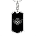 thumbnail image 5 of Calavera Mexican Sugar Skull 6 Stainless Steel or 18k Gold Premium Swivel Dog Tag Keychain, 5 of 16