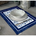 thumbnail image 3 of Vargottam Placemats- Placemat For Dining Table, Set Of 4- Printed & Reversible CottonNapkin-IndoorPlacematsFor Home & Kitchen Dining Table- Monochrome Watercolor Floral (Medium Blue), 3 of 5