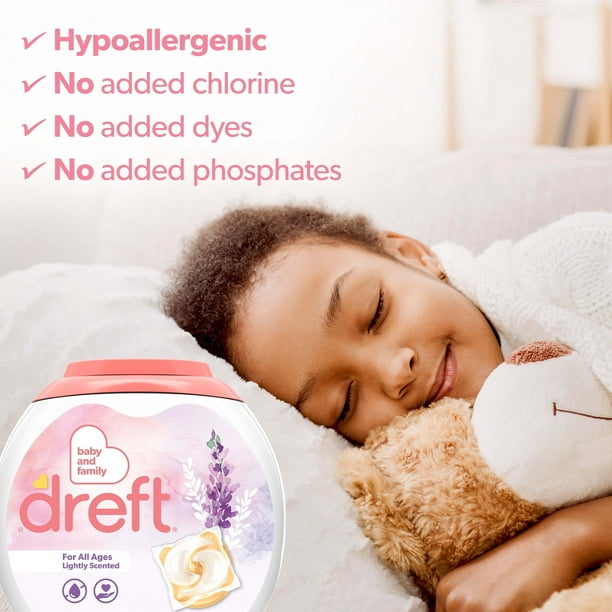 Dreft Baby Laundry Detergent XL Pacs Sensitive Skin Hypoallergenic Lightly Scented Lavender 25 Count