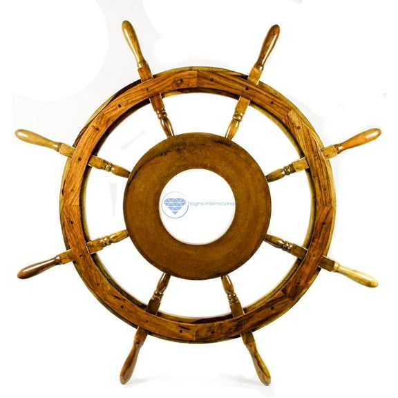 Nagina International Natural Nautical MDF Hub Wooden Pirate's Ship Steering Wheel - Home Decor - Pirate Nursery Gift (42 Inches)