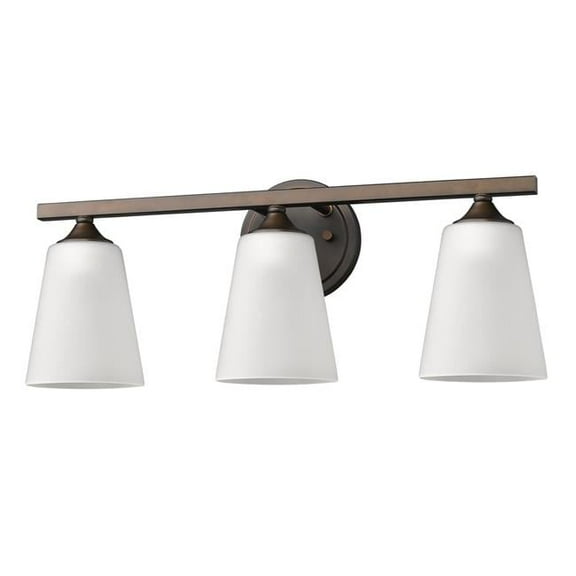 8.5 x 20.75 x 6.25 in. Zoey 3-Light Oil-Rubbed Bronze Vanity Lights with Frosted Glass Shades