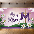 thumbnail image 6 of Religious Easter Themed Banner with Cross Lily Decor Background, Ideal for Church Events Easter Celebrations Photo Backdrops Party Decorations Religious Gatherings, 6 of 7