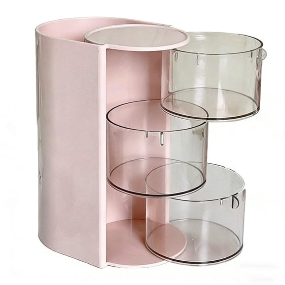 Makeup Organizer, Hair Brush Holder, Cosmetic Display Cases, Rotating 3-Tier Clear Storage for Hair Clips Ties Scrunchies Jewelry