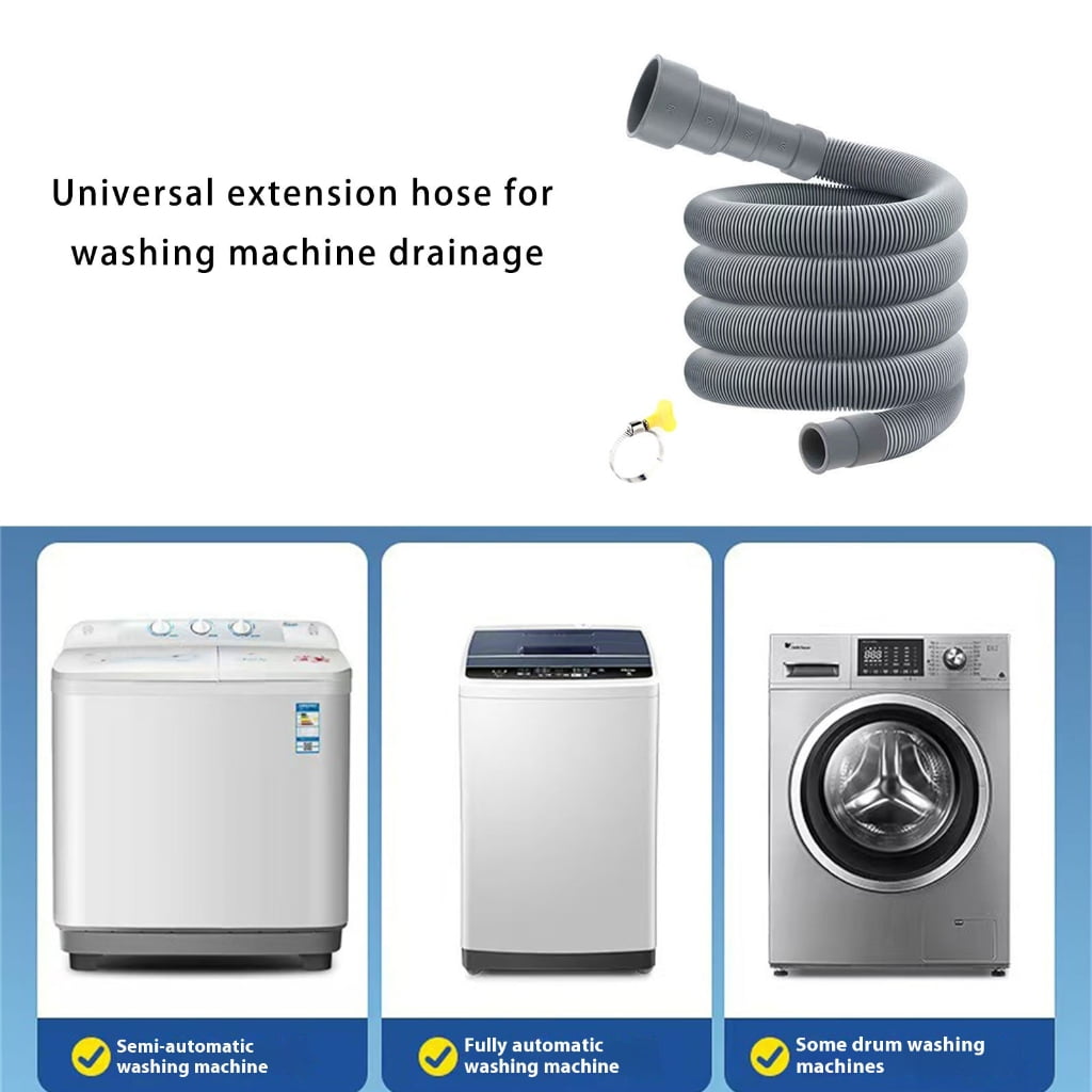Adjustable Washing Machine Drainage Pipe Thickened Rubber Steel Hose Extension