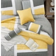 thumbnail image 3 of Grand Avenue Grey Yellow Comforter Set Queen Size, 7 Piece Quilting Soft Bedding Set, All Season, Matching Shams, Bedskirt, Decorative Pillows, 3 of 16