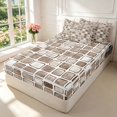 thumbnail image 2 of Manfei Modern Checkered Zipper Twin Comforter Sets with Fitted Sheet and 2 Pillowcases,Art Grid Zipper Bedding Set,Brown,Light Gray Reversible,4pcs, 2 of 8