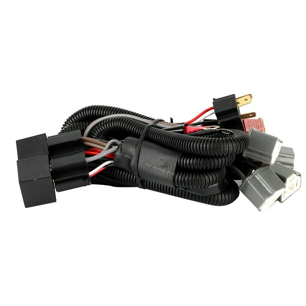 Luz LED para coche, arnés de cableado para faros, refuerzo de iluminación con adaptadores H4, cuatro luces