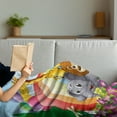 thumbnail image 3 of Cartoon Soft Flannel Fleece Throw Blanket, Group of Animals at the Hilltop with a Rainbow and Balloons Fresh Garden Happy, Cozy Plush for Indoor and Outdoor Use, 70" x 90", Multicolor, by Ambesonne, 3 of 5