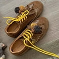 thumbnail image 4 of Sneakers for Women Trendy Pendant Suede Lace up Athletic Trainers Shoes Height Increasing Elevator Shoes Casual Round Toe Flat Shoes Brown Size 8, 4 of 7