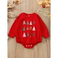 thumbnail image 2 of Qiylii Baby Girls Boys Christmas Romper Infant Round Neck Long Sleeve Christmas Tree Print Jumpsuits Bodysuits,0-18M, 2 of 9