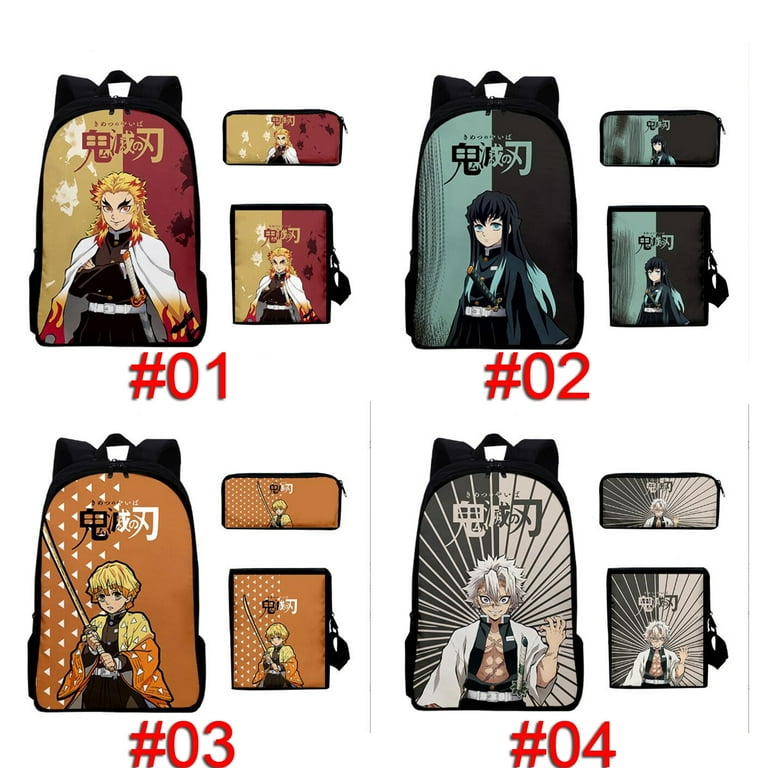 3Pieces Anime Laptop Schoolbag Slant Demon Slayer Backpack Creative Super  Anime 3D Printed+Shoulder Bags with Pencil Case Back to School Gifts 