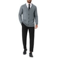 thumbnail image 2 of INSPIRE CHIC Men's V Neck Long Sleeved Button Down Knit Cardigan Sweaters with Pockets M Light Gray, 2 of 5