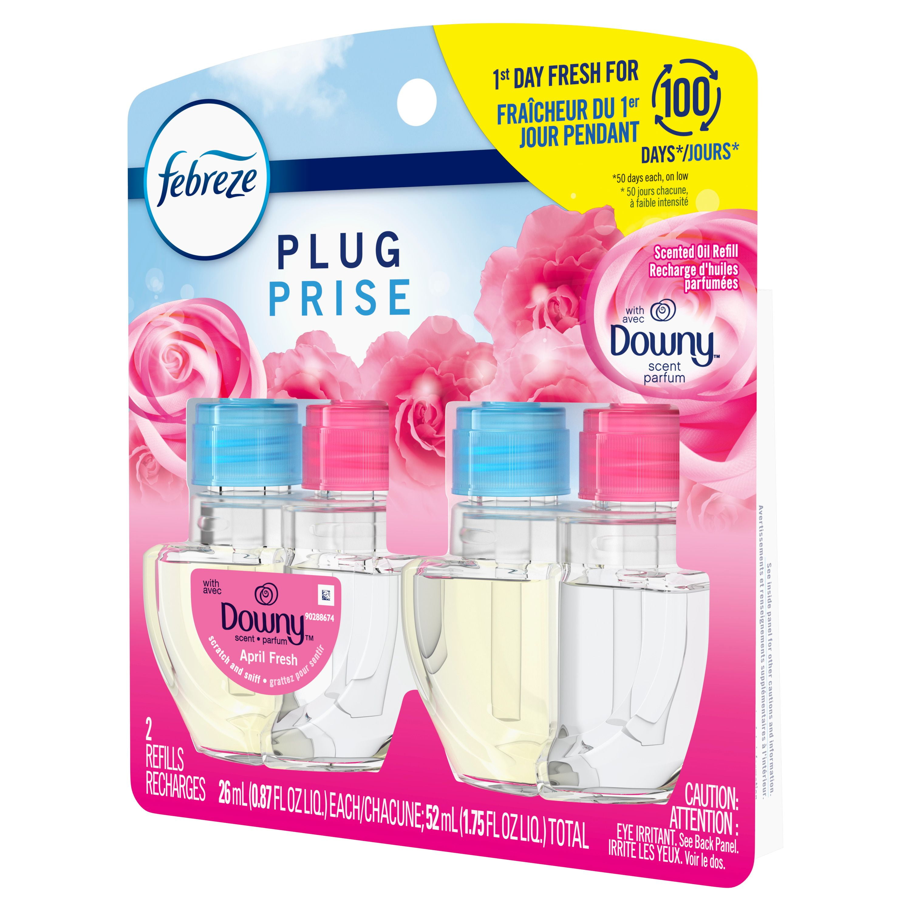 Febreze Plug In Air Freshener, Odor-Fighting Scented Oil Refill, Downy April Fresh Scent, 2 Refills, 52ML