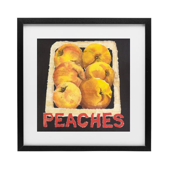Stupell Industries Farmhouse Collaged Garden Peaches Black Framed Print Under Glass, 13 x 13, by Nancy Overton