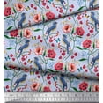 thumbnail image 2 of Soimoi Blue Poly Georgette Fabric Insect,Floral & Bluebird Bird Print Fabric by Yard 52 Inch Wide, 2 of 3