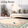 thumbnail image 2 of ODIKA 4'x6' Machine Washable Non-Slip Area Rug, Vintage Garden Birdsong Tufted Entrance Medallion Decorative High Traffic Rug with Pad, Beige, 581455, 2 of 8