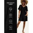 thumbnail image 4 of DOKOTOO Womens Rompers Casual Summer Overalls High Waist V Neck Short Sleeve Short Jumpsuits Rompers with Zipper Black XL US16-18, 4 of 8