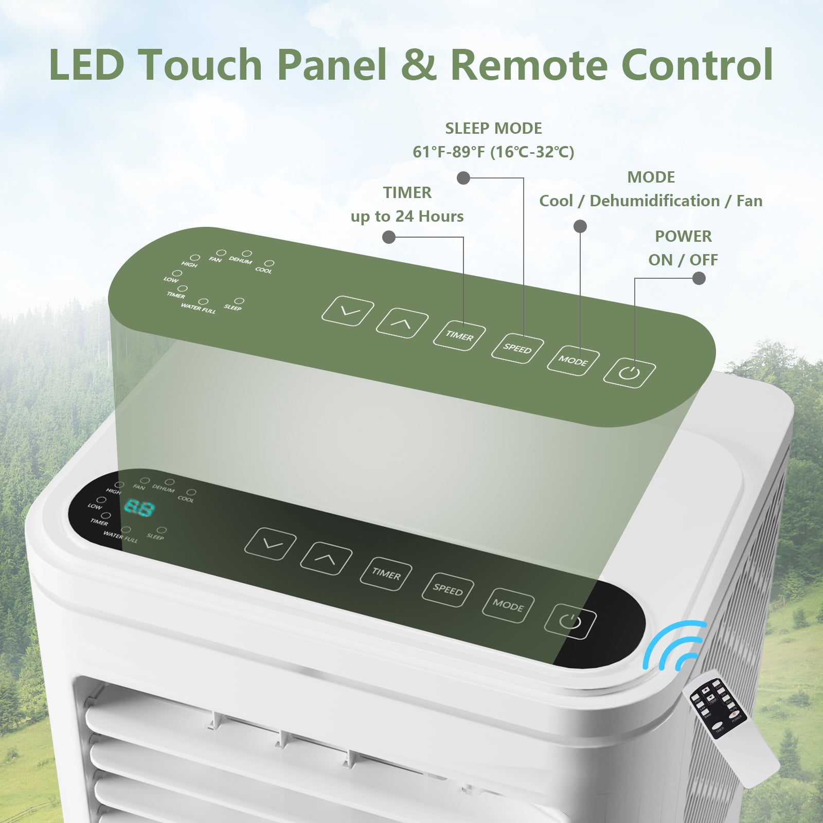 Portable Air Conditioner 10000 BTU, 3-in-1 AC Unit with Cooling, Dehumidifier & Fan, Quiet Operation with Remote Control & 24H Timer, Window Kit Included for Rooms up to 550 Sq.Ft.