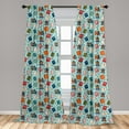 thumbnail image 3 of Ambesonne Education Curtains, Books and Hearts Plot, Pair of 28"x63", Scarlet Olive Green and Blue, 3 of 3
