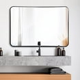 24X36 Inch Black Wall Mirror For Bathroom, Stainless Steel Metal Frame